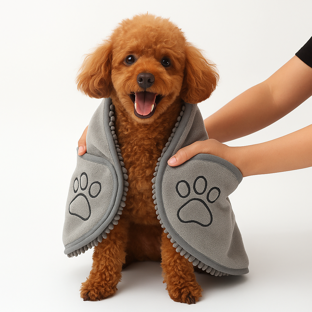 Quick-Dry Microfiber Dog Towel Wrap with Hand Pockets