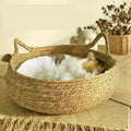 Handmade Woven Cat Bed with Seasonal Warmth Pad
