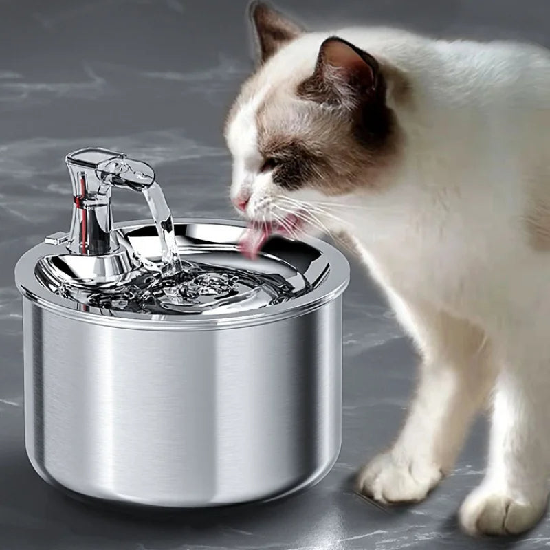 Stainless Steel Cat Water Fountain with Filter and Motion Sensor