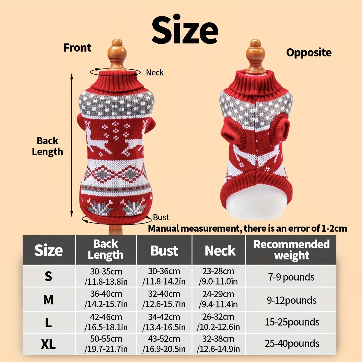 Knitted Christmas Sweater for Small Dogs and Cats