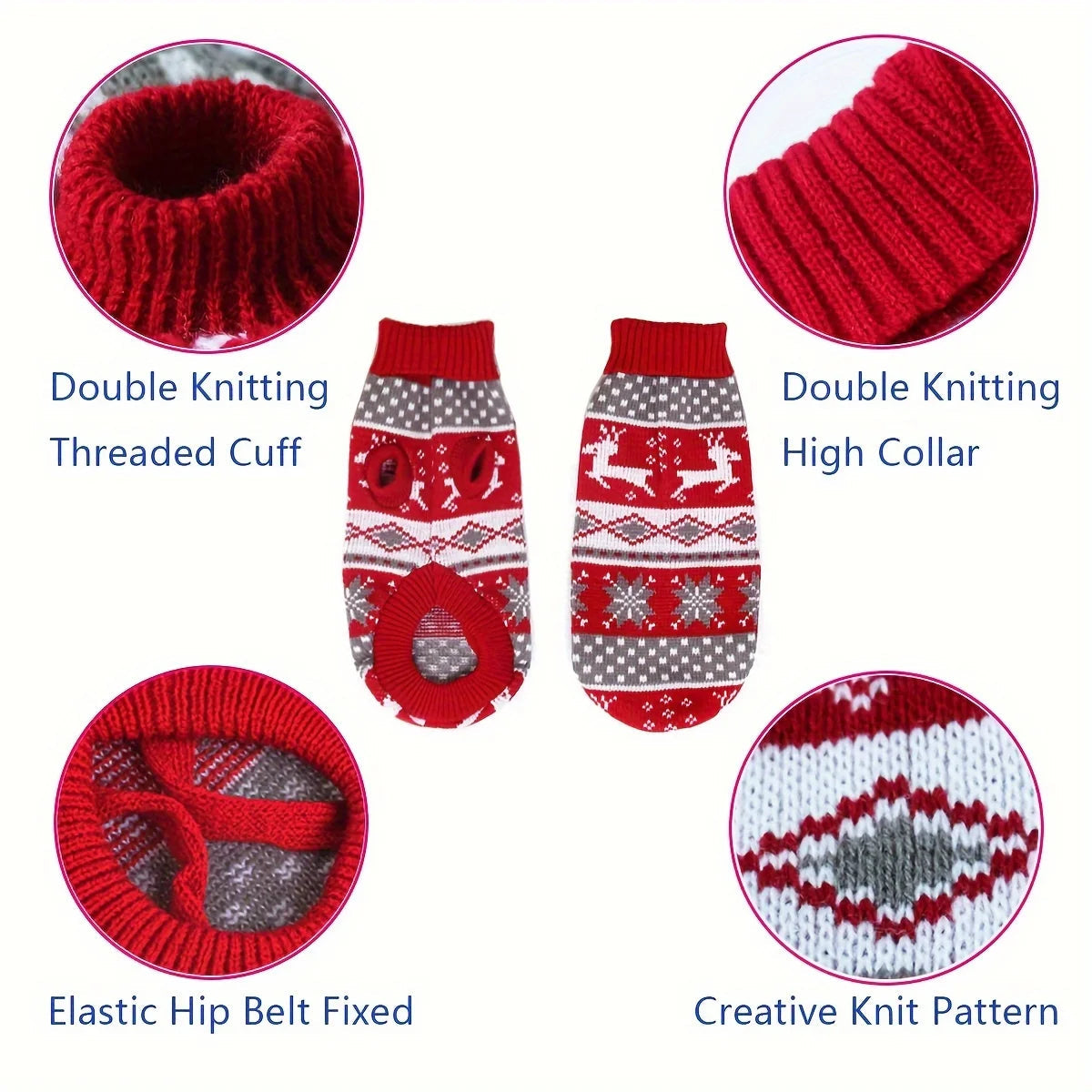 Knitted Christmas Sweater for Small Dogs and Cats