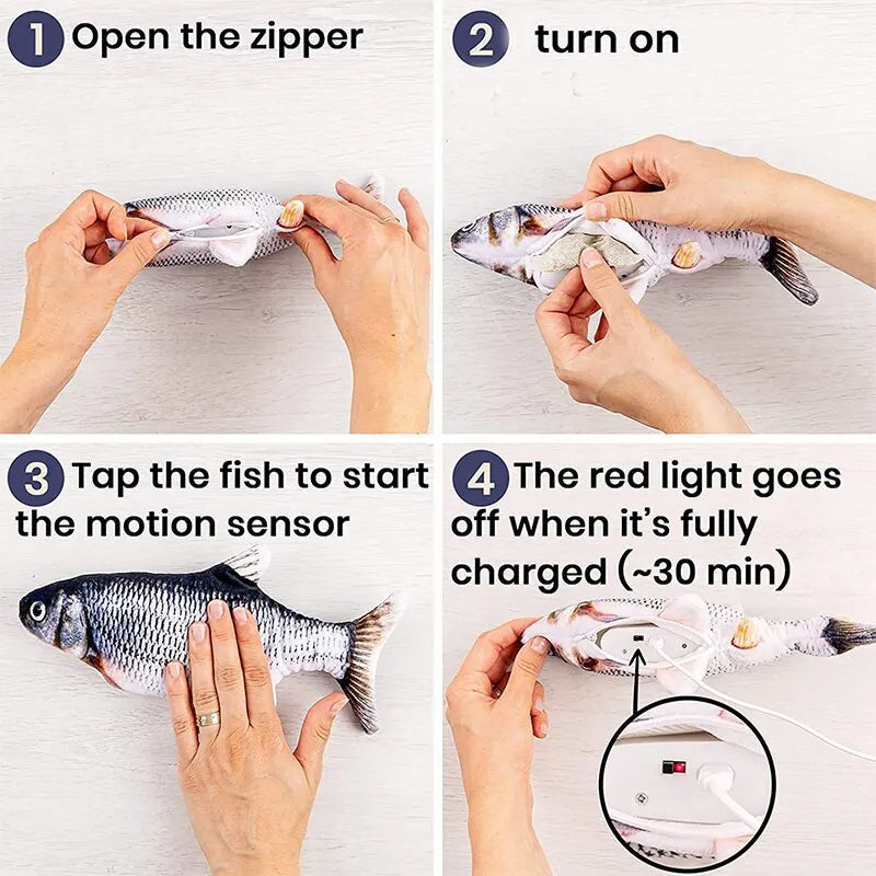 USB Rechargeable Interactive Fish Toy for Cats