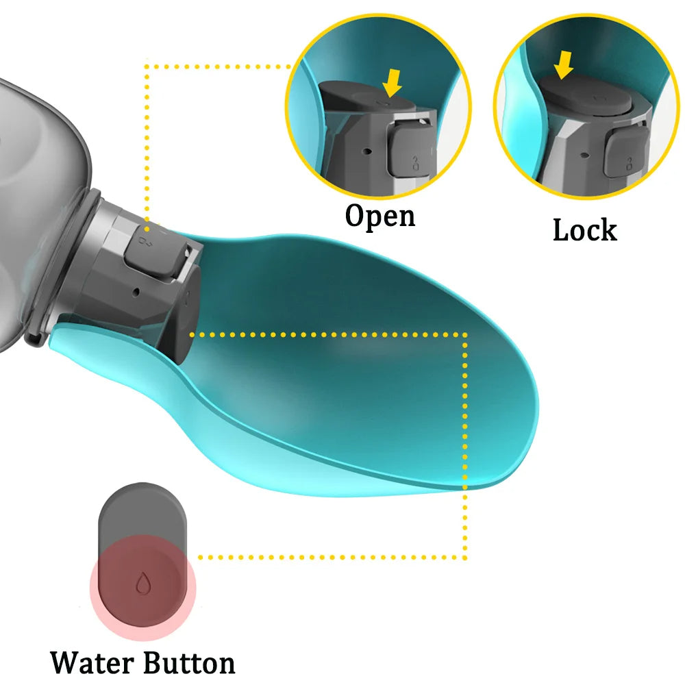 Portable Leakproof Dog Water Bottle with Foldable Bowl
