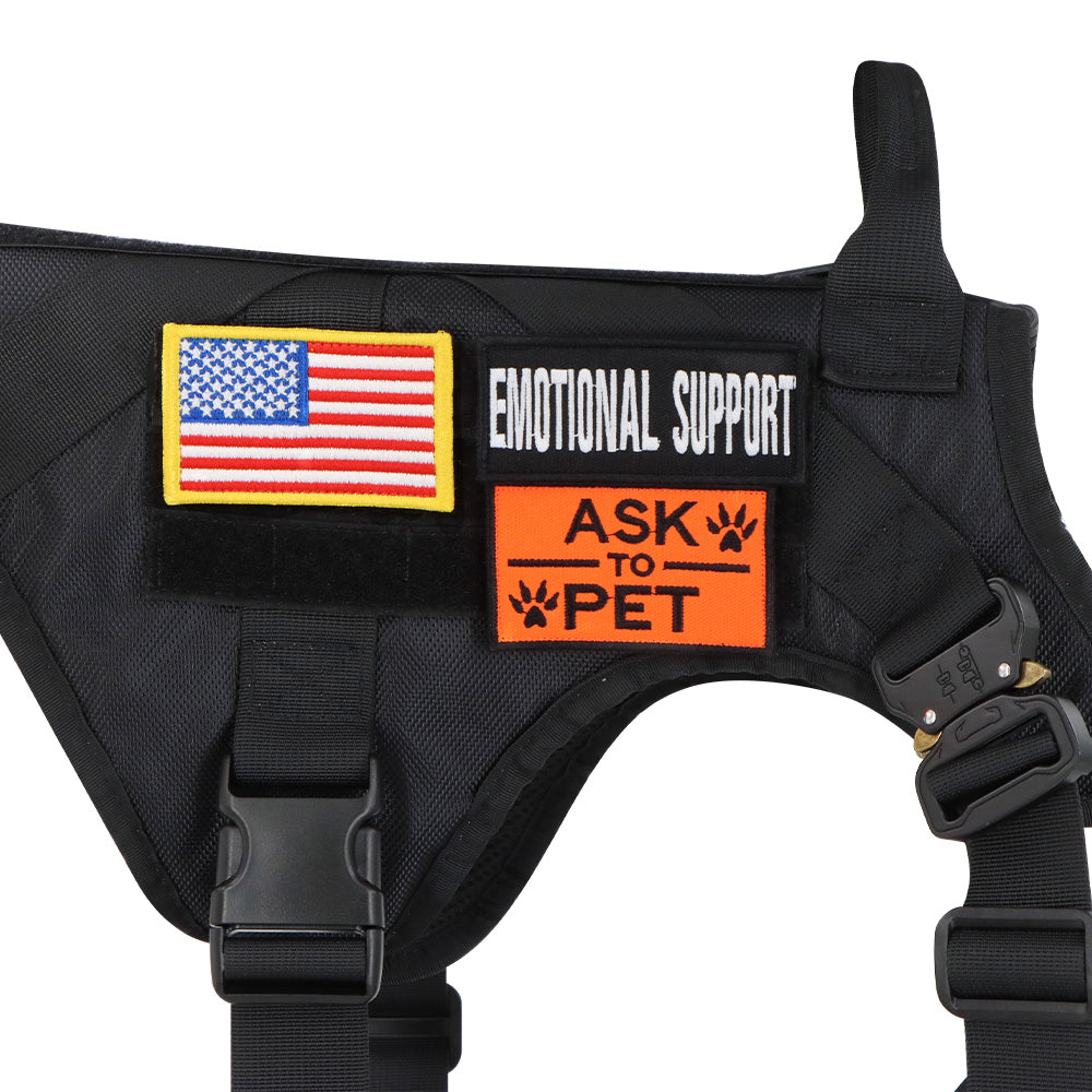 Dog Harness Patches Set - 12 Hook &amp; Loop Customizable Patches