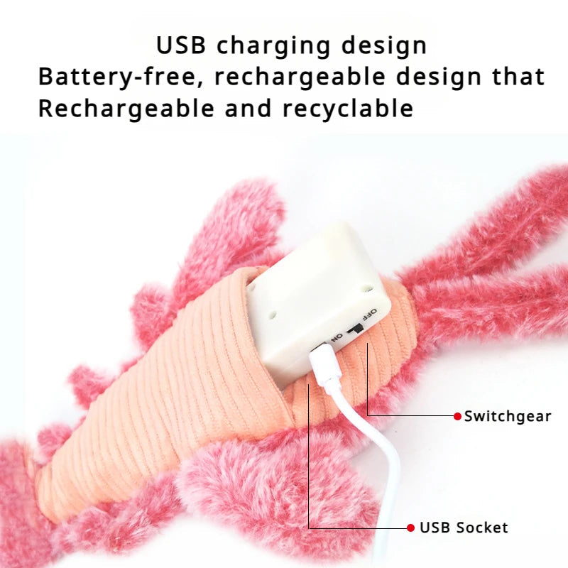 Electric Jumping Shrimp Pet Toy - USB Rechargeable Interactive Toy