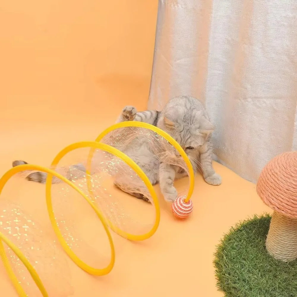 Collapsible S-Shaped Interactive Cat Tunnel
