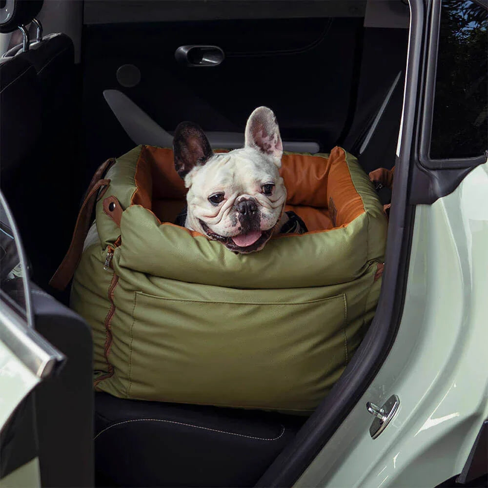 Luxury Faux Leather Dog Car Seat and Portable Booster Bed