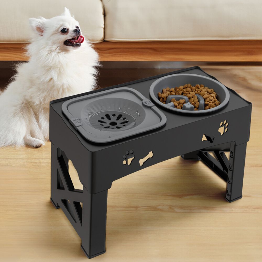Adjustable Height Raised Slow Feeder Bowl for Dogs