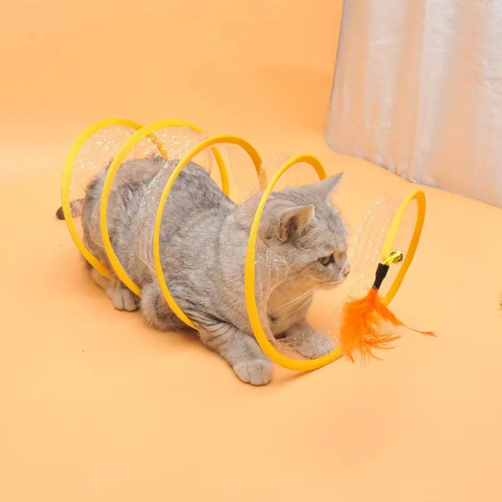 Collapsible S-Shaped Interactive Cat Tunnel