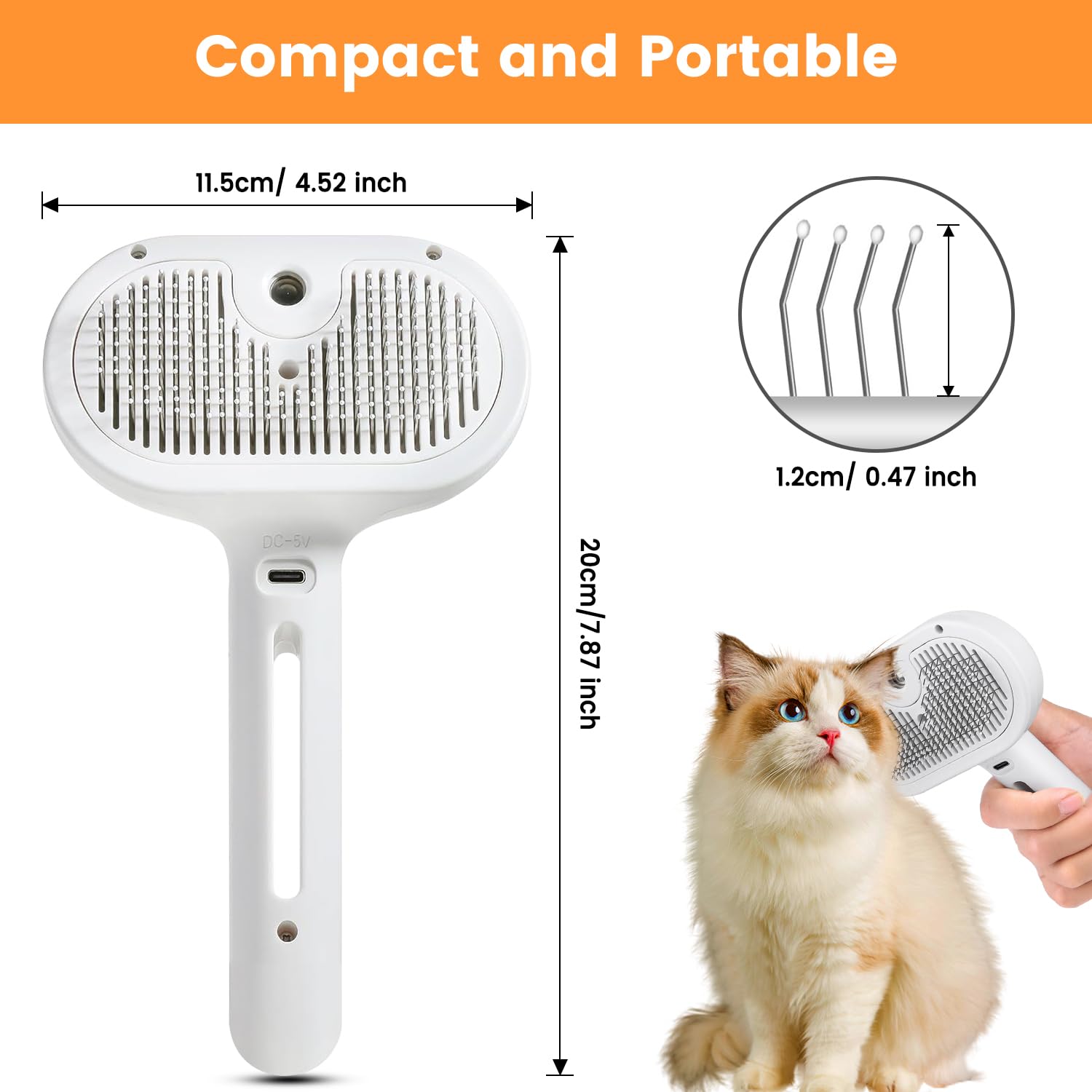 Misting Steam Grooming Brush for Cats and Dogs