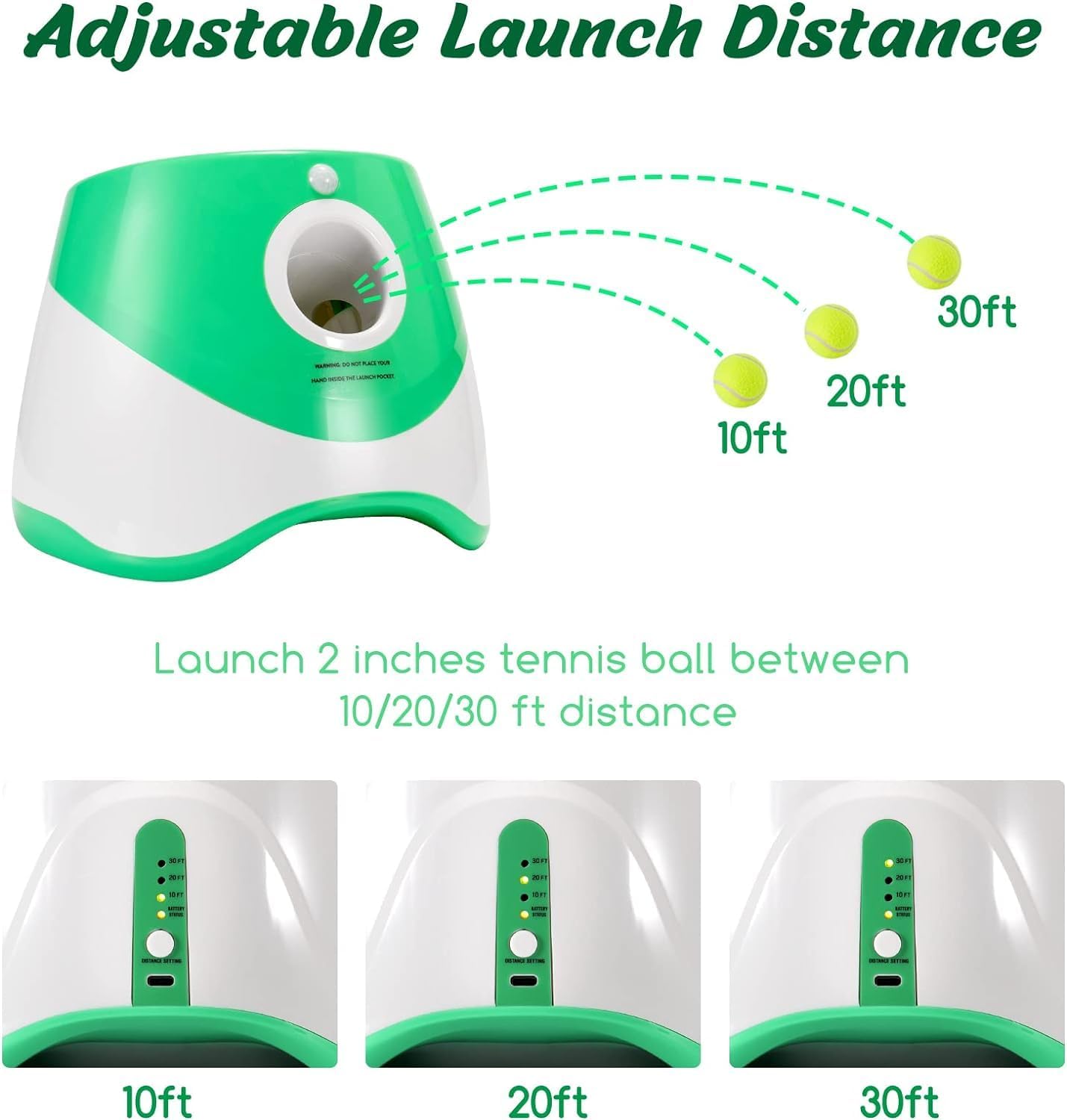 Automatic Dog Ball Launcher, 3 Distance Settings