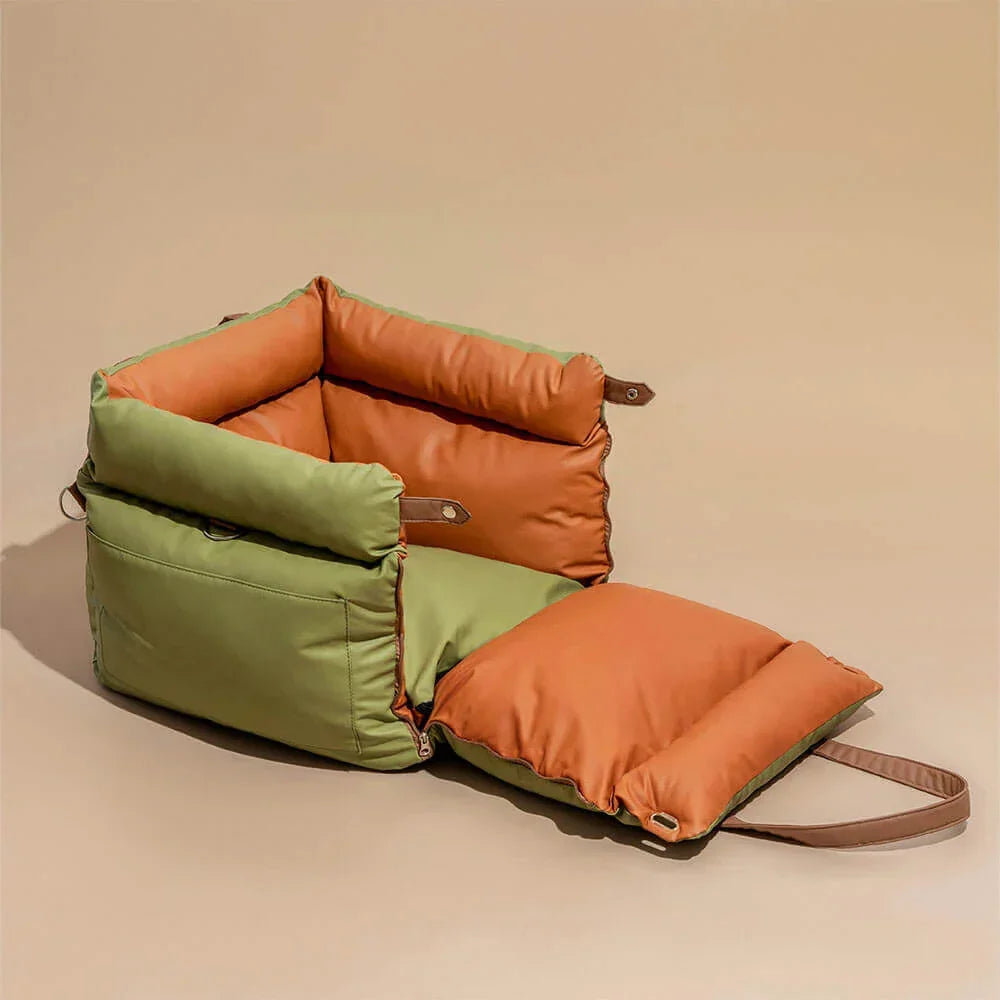 Luxury Faux Leather Dog Car Seat and Portable Booster Bed