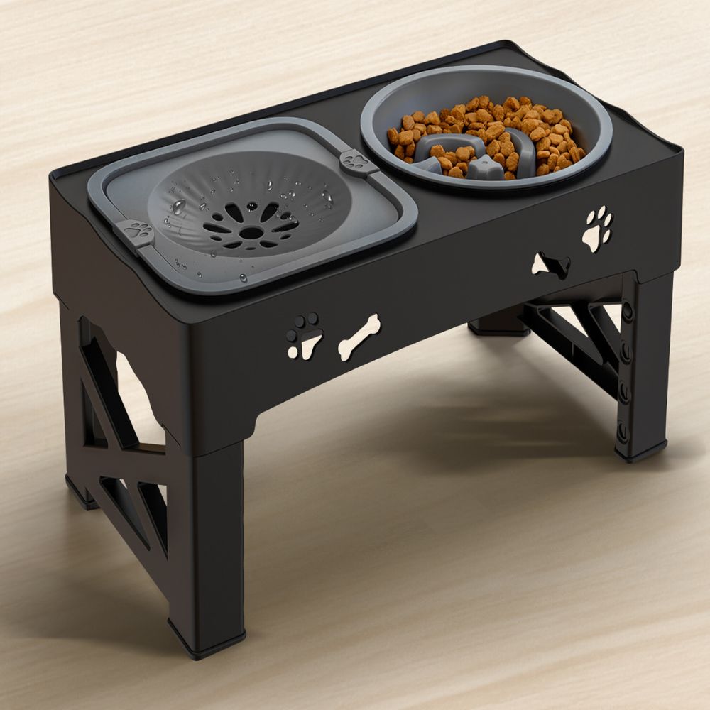 Adjustable Height Raised Slow Feeder Bowl for Dogs
