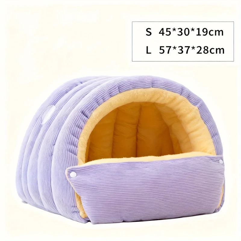 Warm Arctic Fleece Enclosed Cave Bed for Cats and Small Dogs