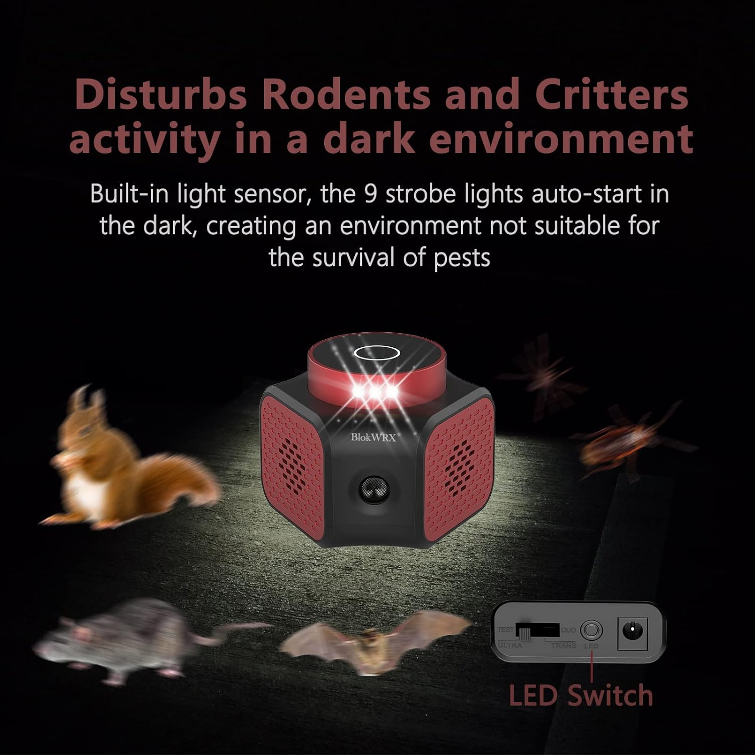 Ultrasonic Indoor Rodent Repellent with 4-in-1 Deterrent Modes