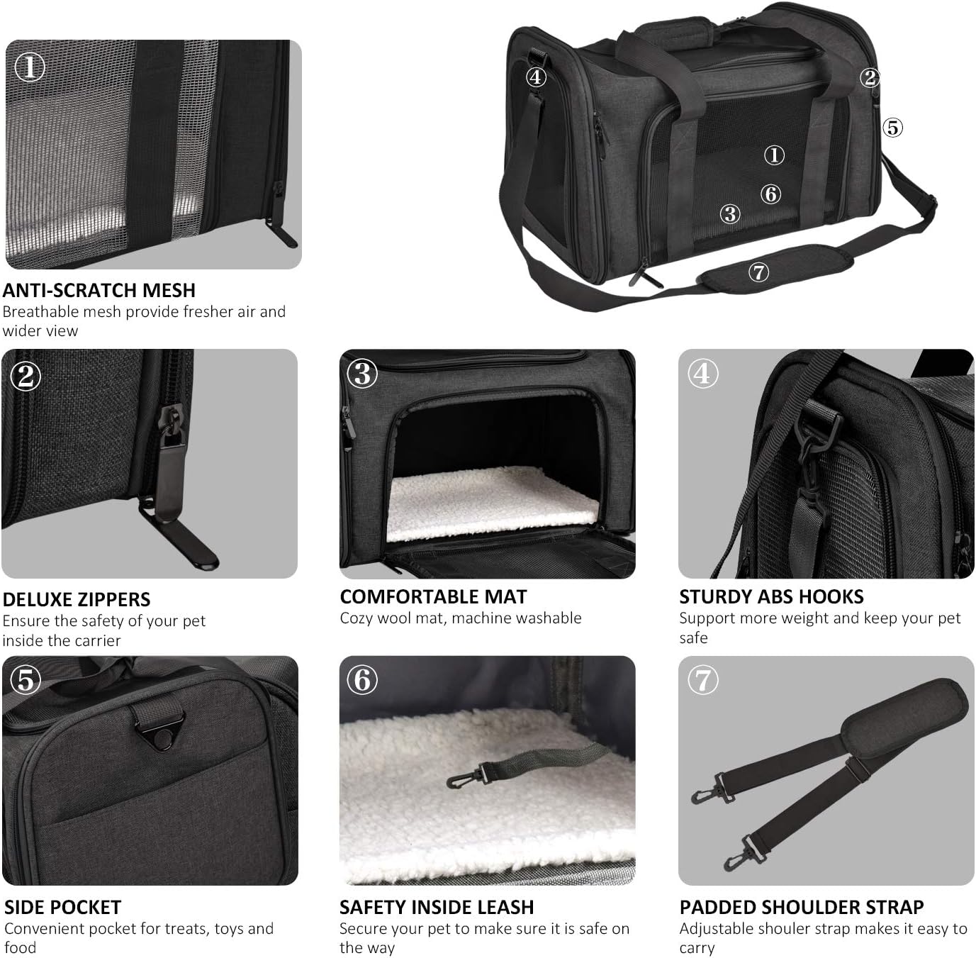 Airline-Approved Pet Carrier Bag for Cats and Dogs Up to 15 Lbs
