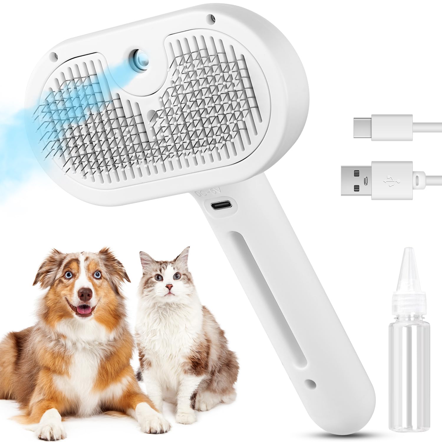 Misting Steam Grooming Brush for Cats and Dogs