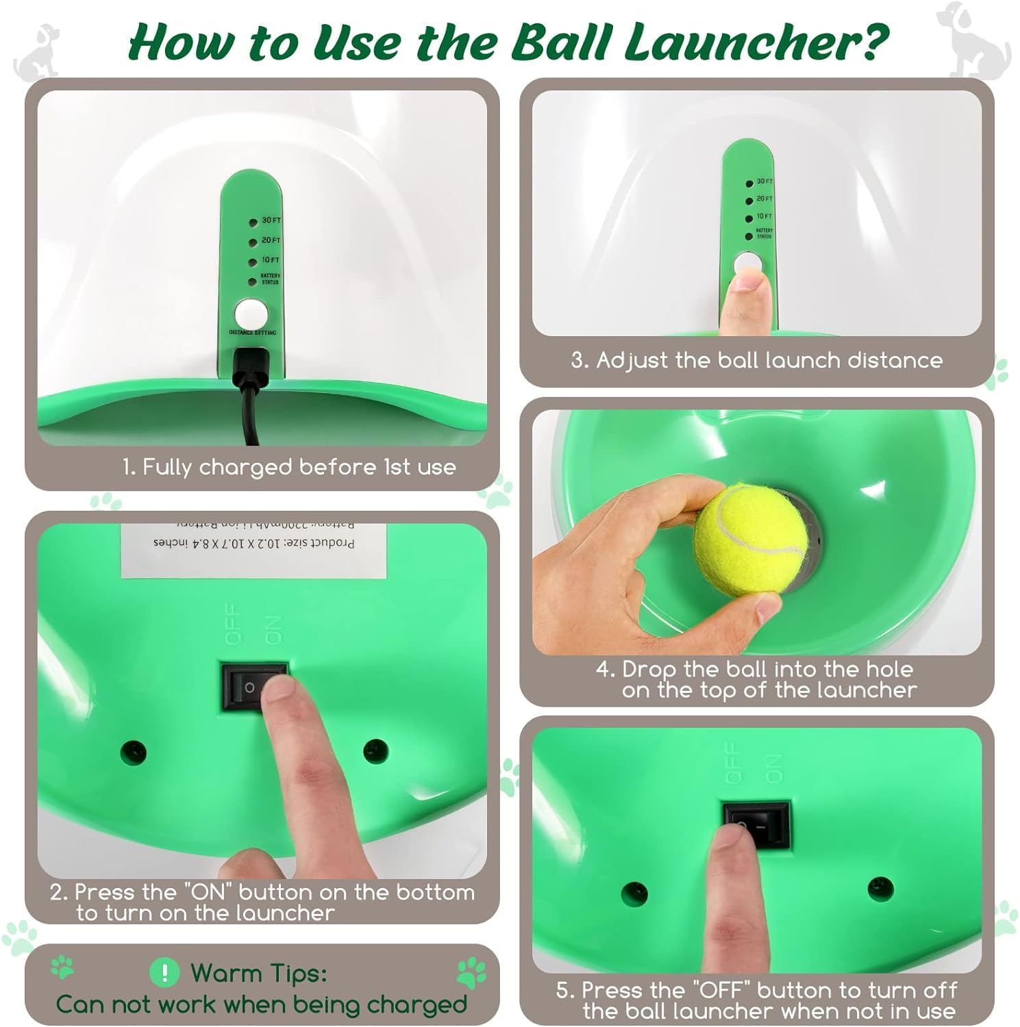 Automatic Dog Ball Launcher, 3 Distance Settings