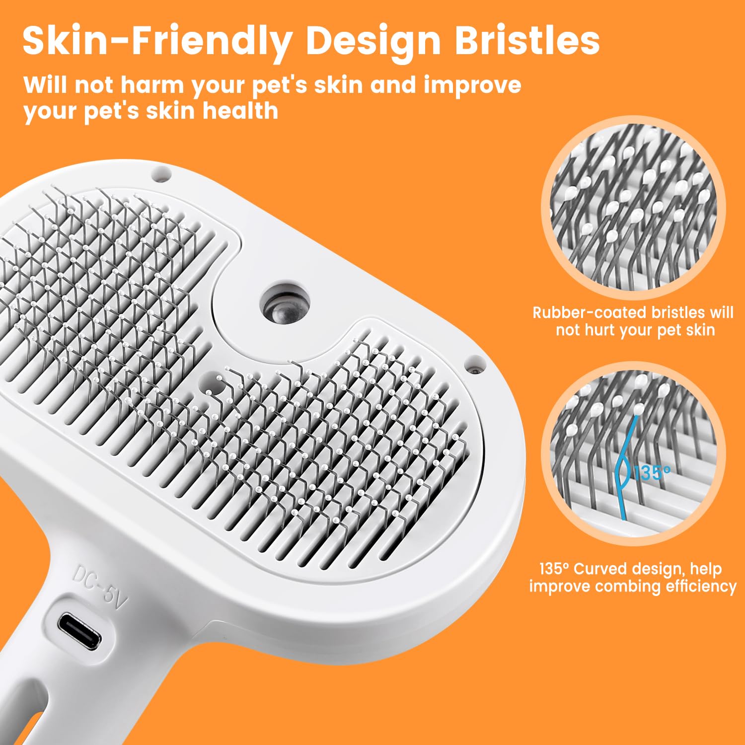 Misting Steam Grooming Brush for Cats and Dogs