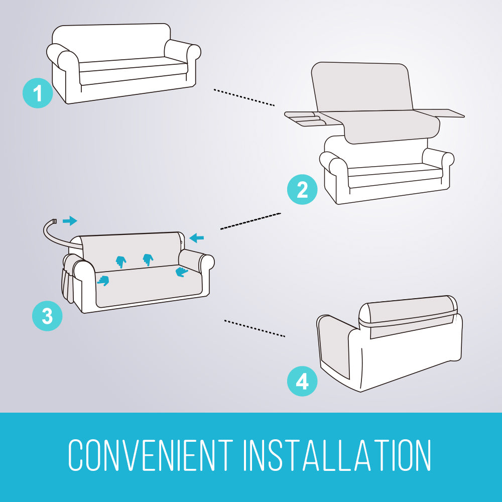 Reversible Couch Cover Furniture Protector with Side Pockets