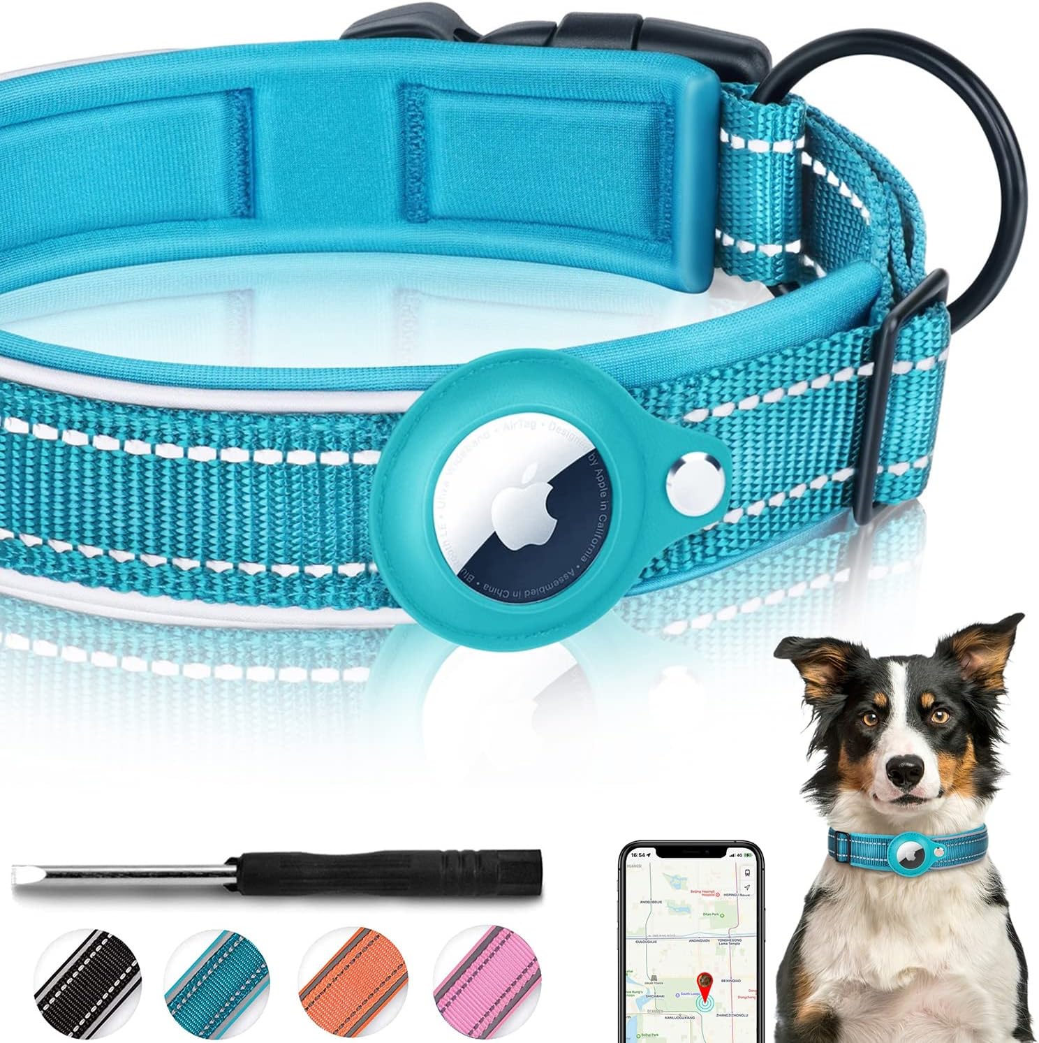 AirTag-Compatible GPS Tracking Dog Collar