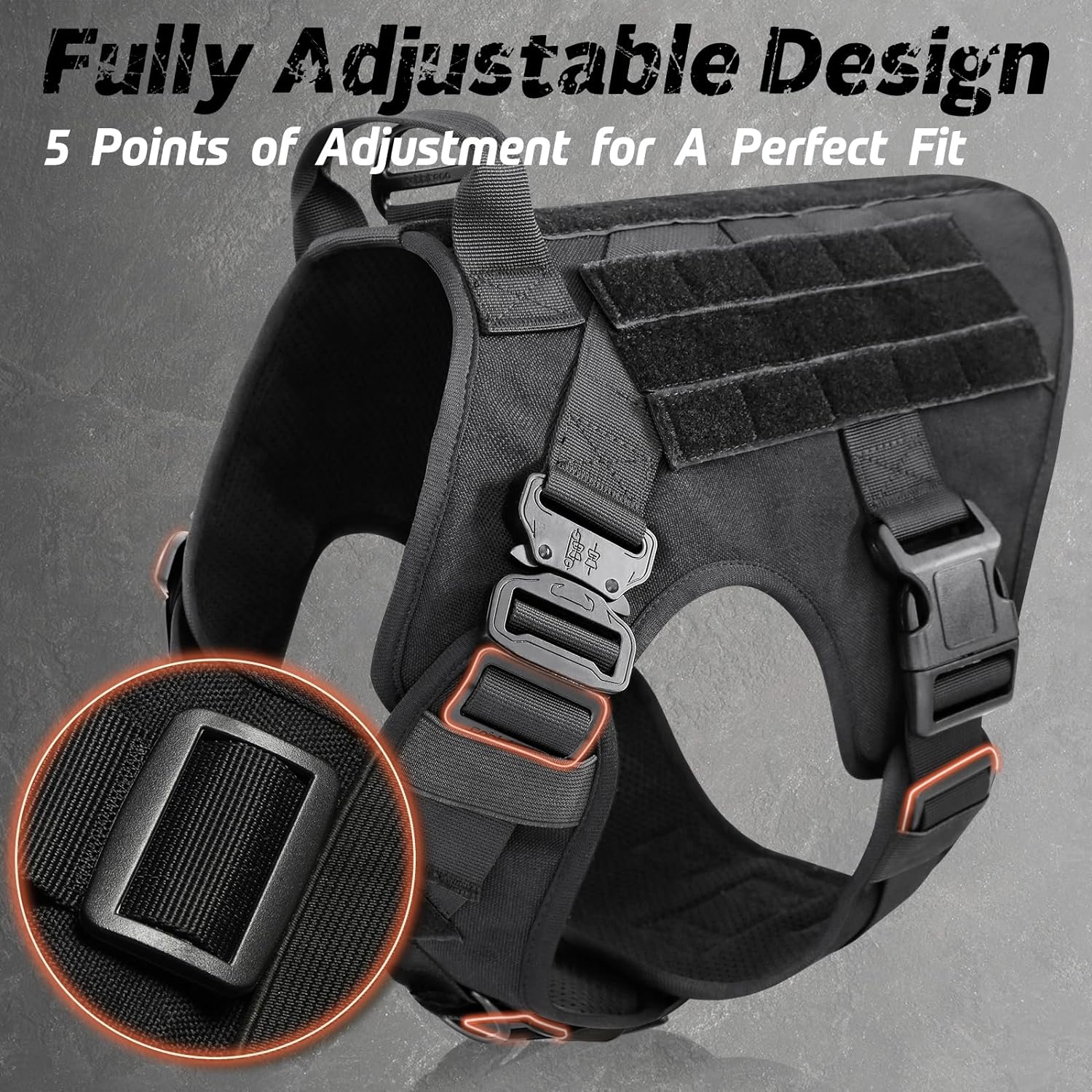 Tactical No-Pull Dog Harness with Handle and Molle Panels