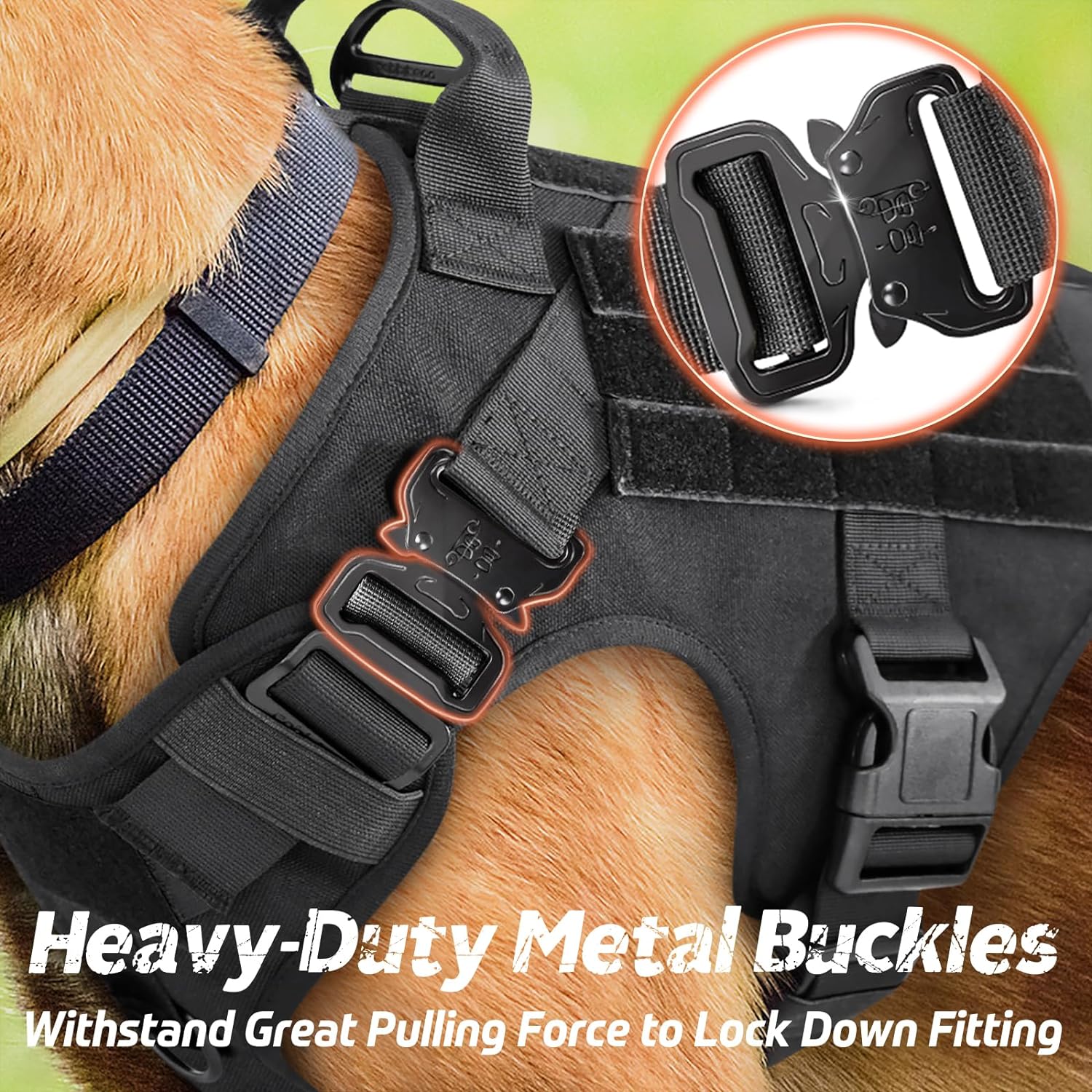 Tactical No-Pull Dog Harness with Handle and Molle Panels