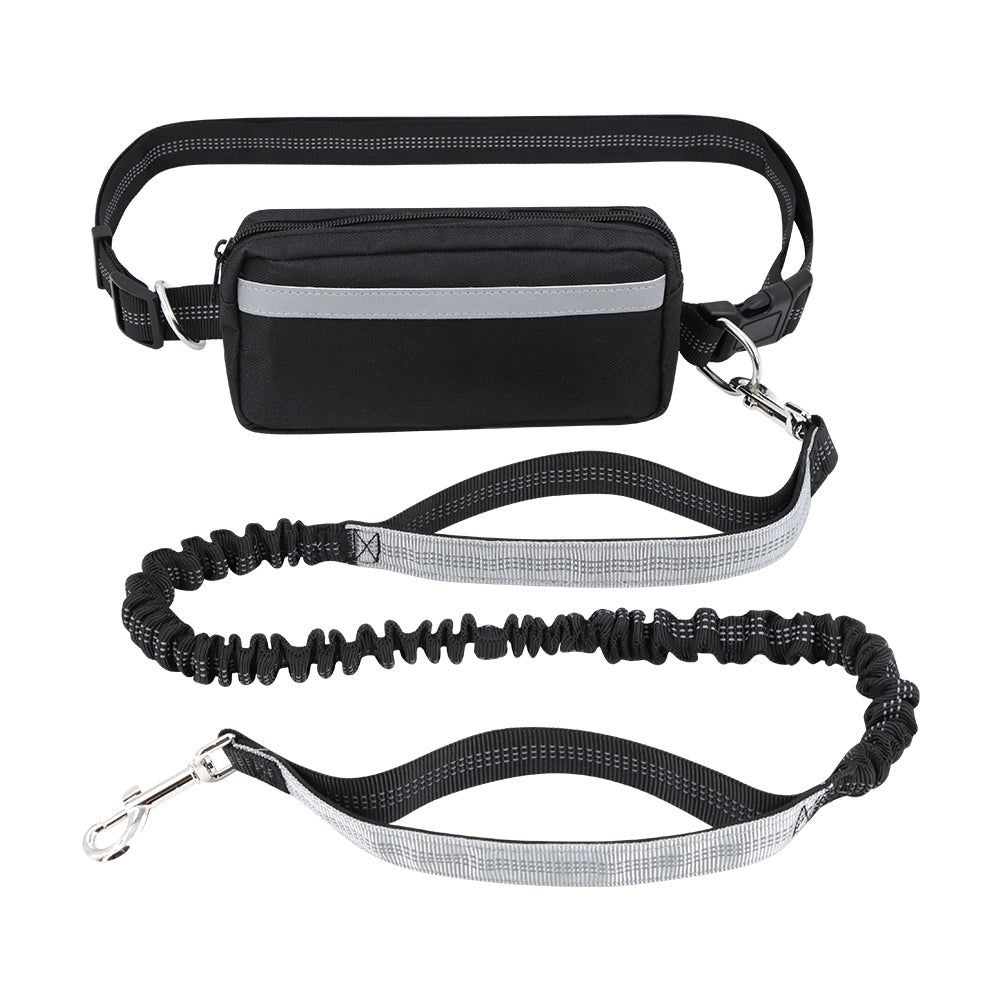 Hands-Free Double-Handle Bungee Dog Leash with Reflective Stitching