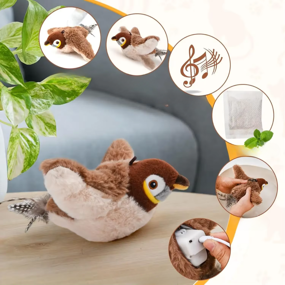 Fluttering Bird Cat Toy - Motion Activated Interactive Toy