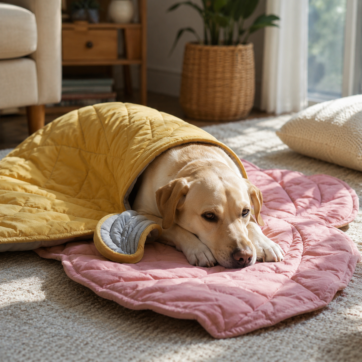 Leaf-Shaped Soft Cotton Blanket Mat for Kids and Pets