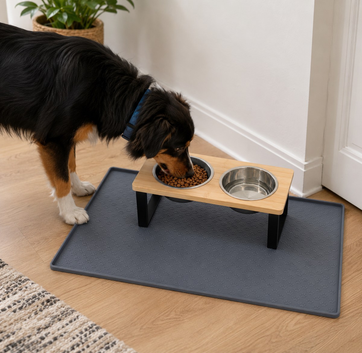 Non-Slip Dog Feeder Mat with Raised Edges - 15.5 x 23.5 In