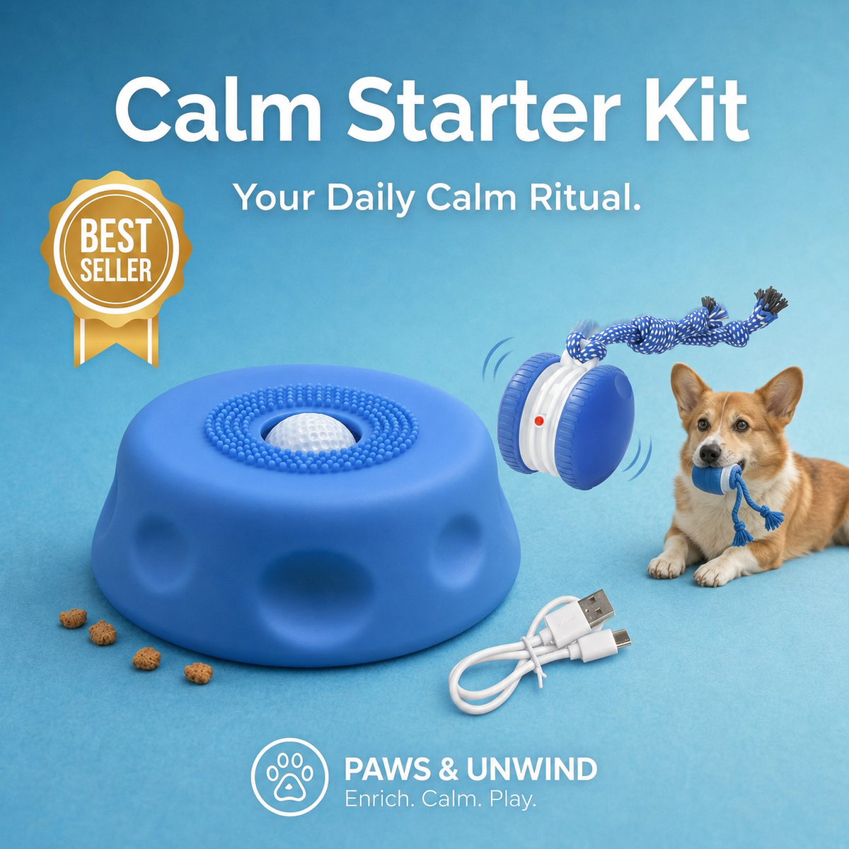 Starter Calm Kit for Dogs - Anti-Anxiety Licking Mat &amp; Bowl Set