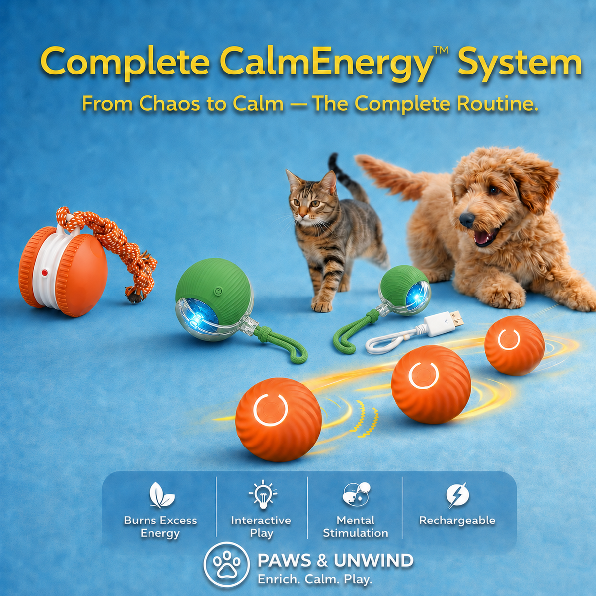 Complete CalmEnergy Dog Enrichment System - 3-in-1 Play &amp; Stimulation Set