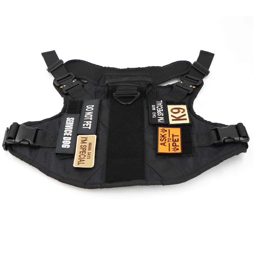 Dog Harness Patches Set - 12 Hook &amp; Loop Customizable Patches