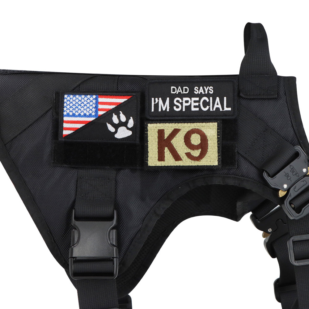 Dog Harness Patches Set - 12 Hook &amp; Loop Customizable Patches