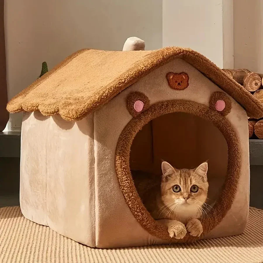 Foldable Washable Cat House for Small Pets