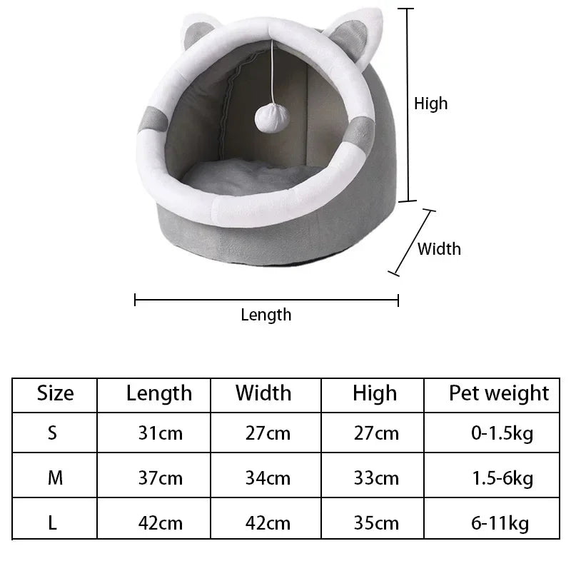 Cat Cave Bed - Cozy Semi-Enclosed Nest House