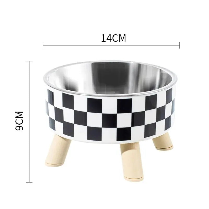 Tall Polka-Dot Stainless Steel Pet Bowl for Cats & Dogs