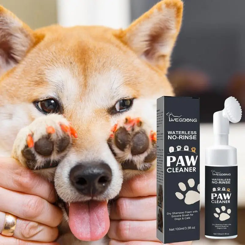 Rinse-Free Pet Paw Cleaning Foam with Silicone Brush