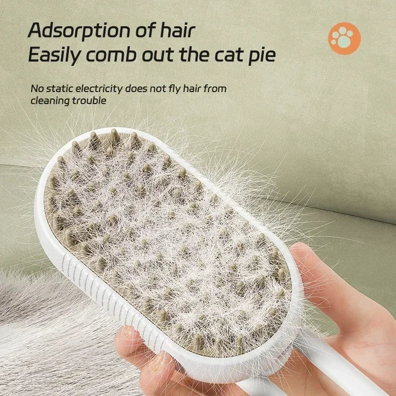 3-in-1 Dog & Cat Grooming Brush with Steam Spray and Massage Function