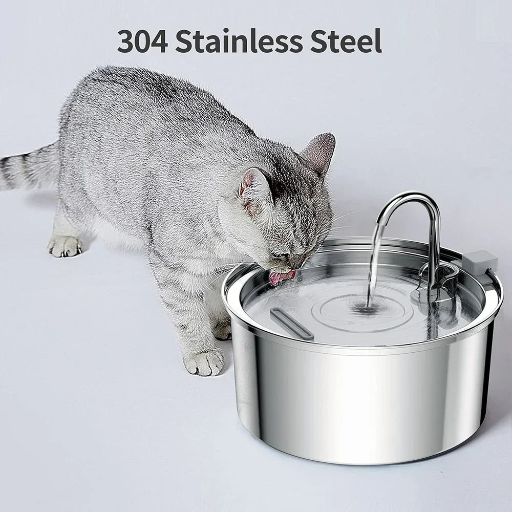 Stainless Steel Automatic Pet Water Fountain with Quiet USB Pump