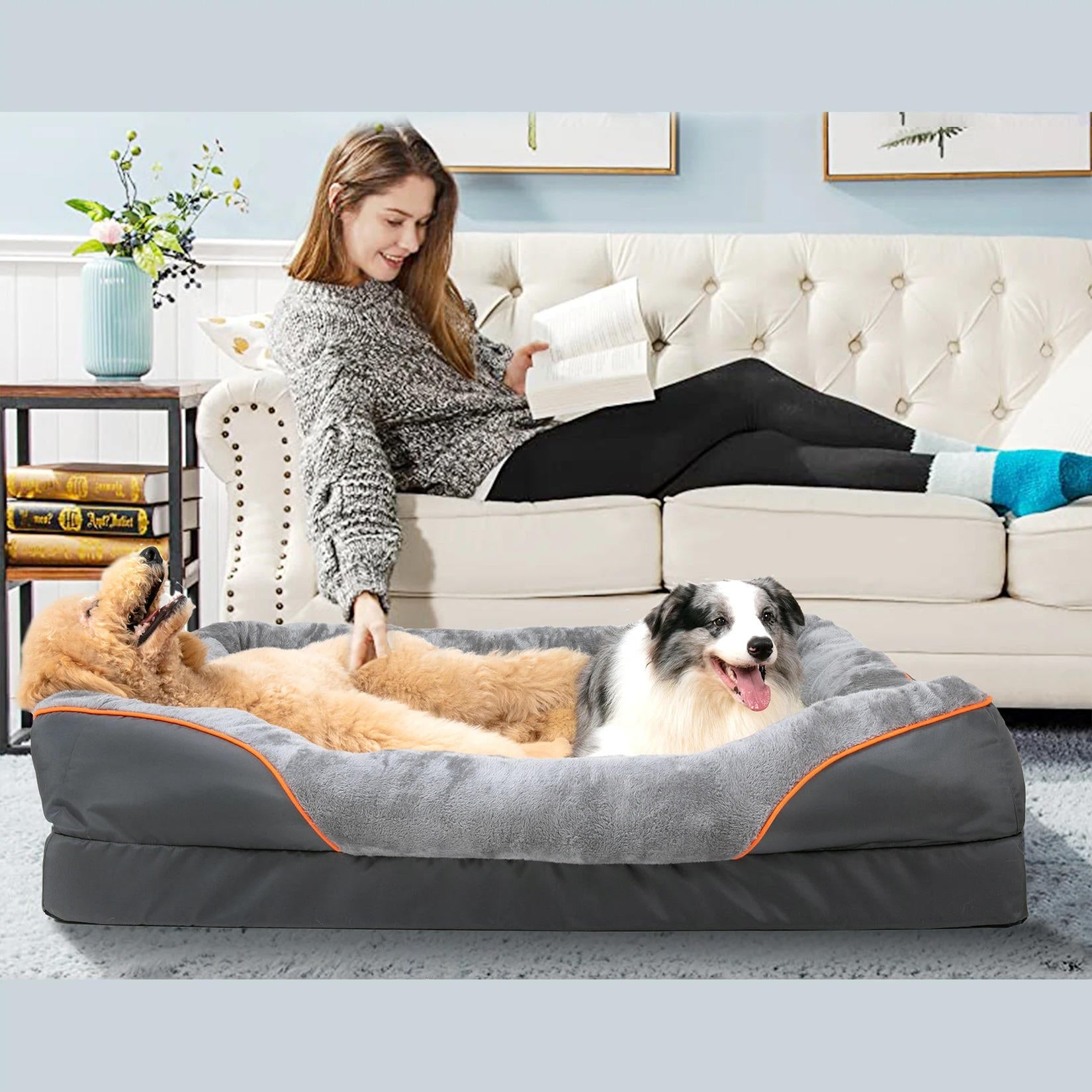 Orthopedic Foam Dog Bed with Raised Sides