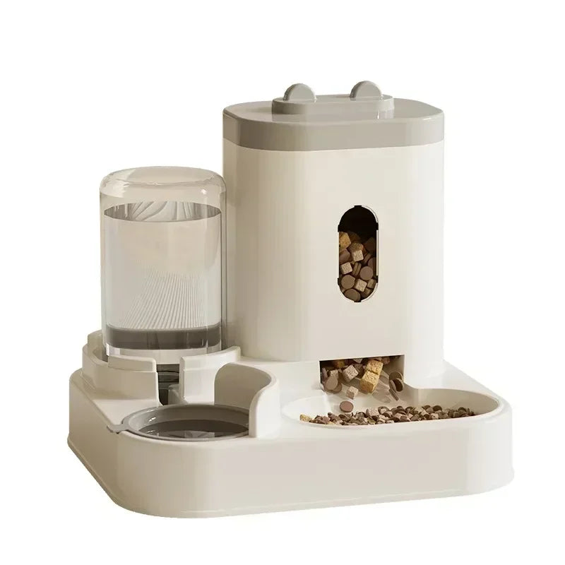 Automatic Pet Feeder & Water Fountain Bowl - Gray Dish
