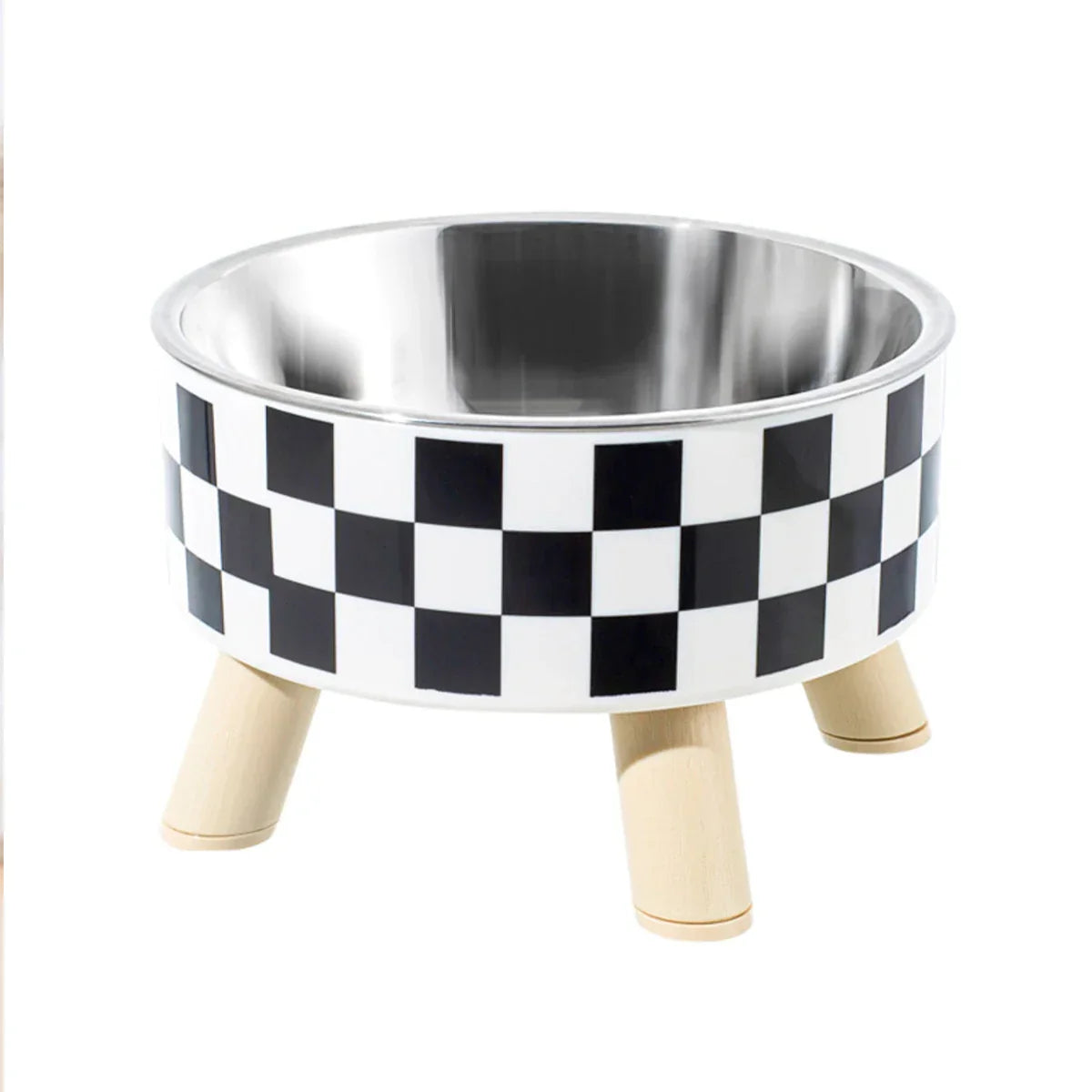 Tall Polka-Dot Stainless Steel Pet Bowl for Cats & Dogs
