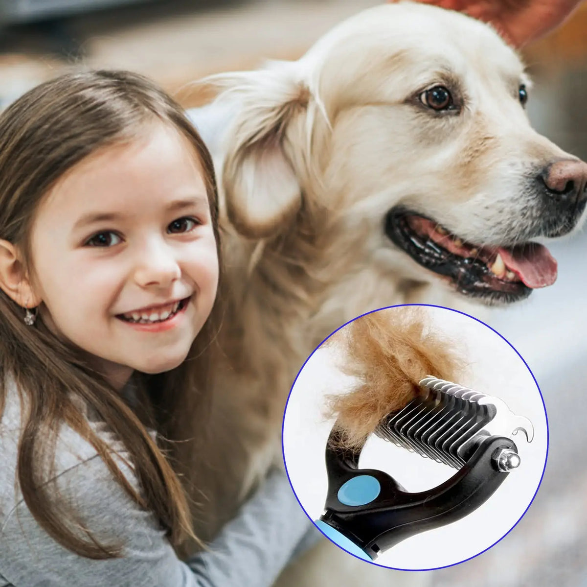 Deshedding Brush for Dogs & Cats - Fur Removal & Detangling Tool