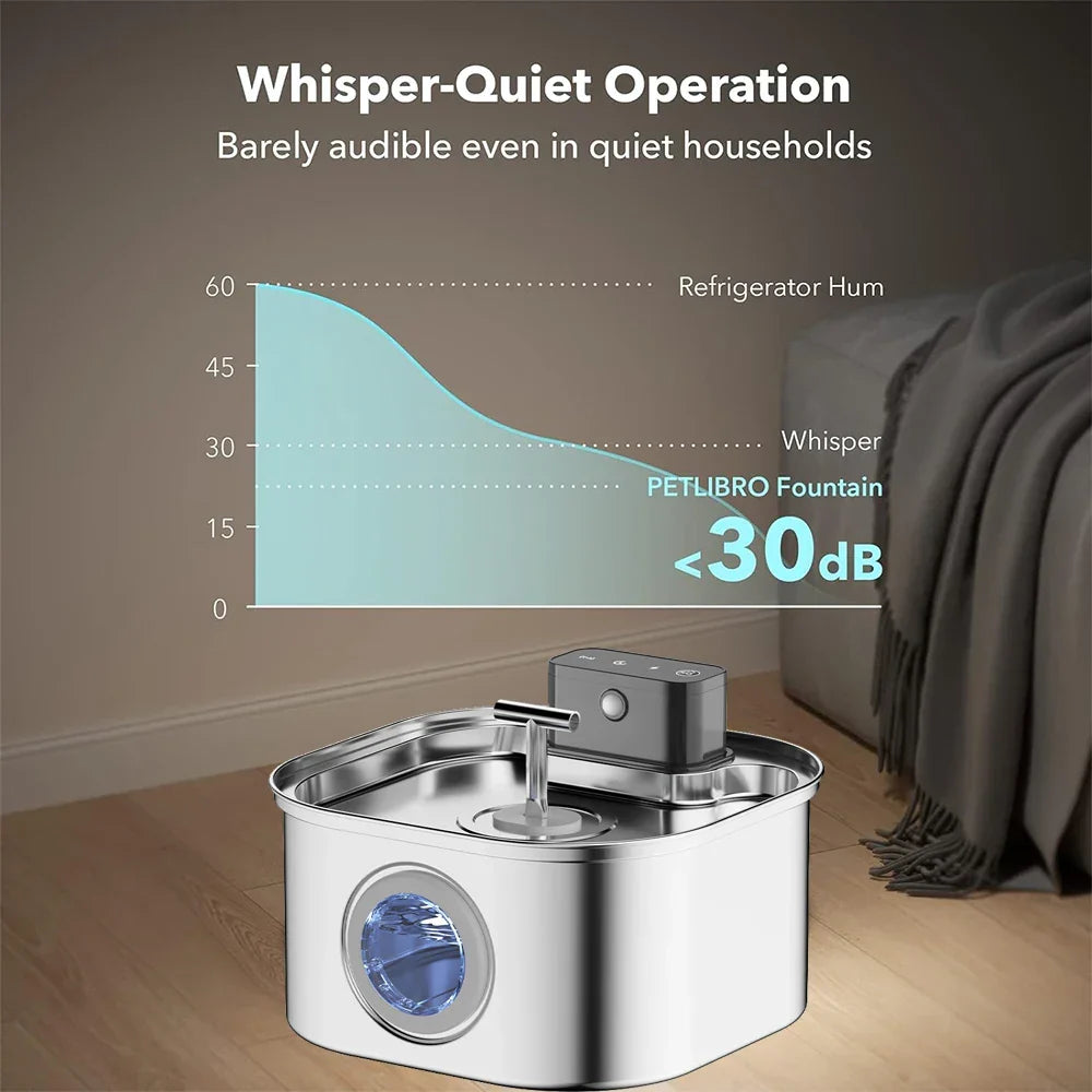 Stainless Steel Wireless Automatic Cat Water Fountain - 3.2L