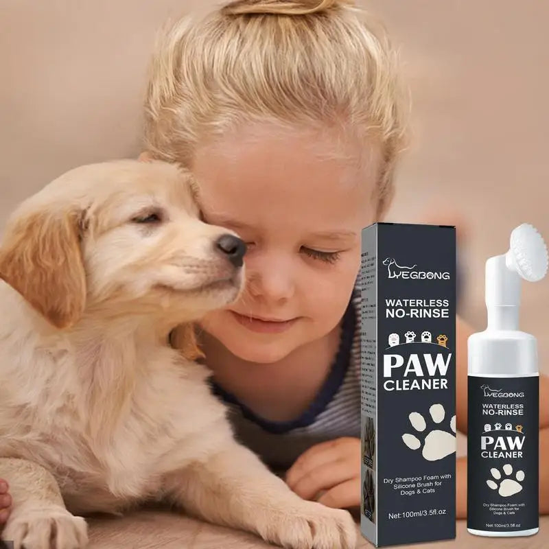 Rinse-Free Pet Paw Cleaning Foam with Silicone Brush