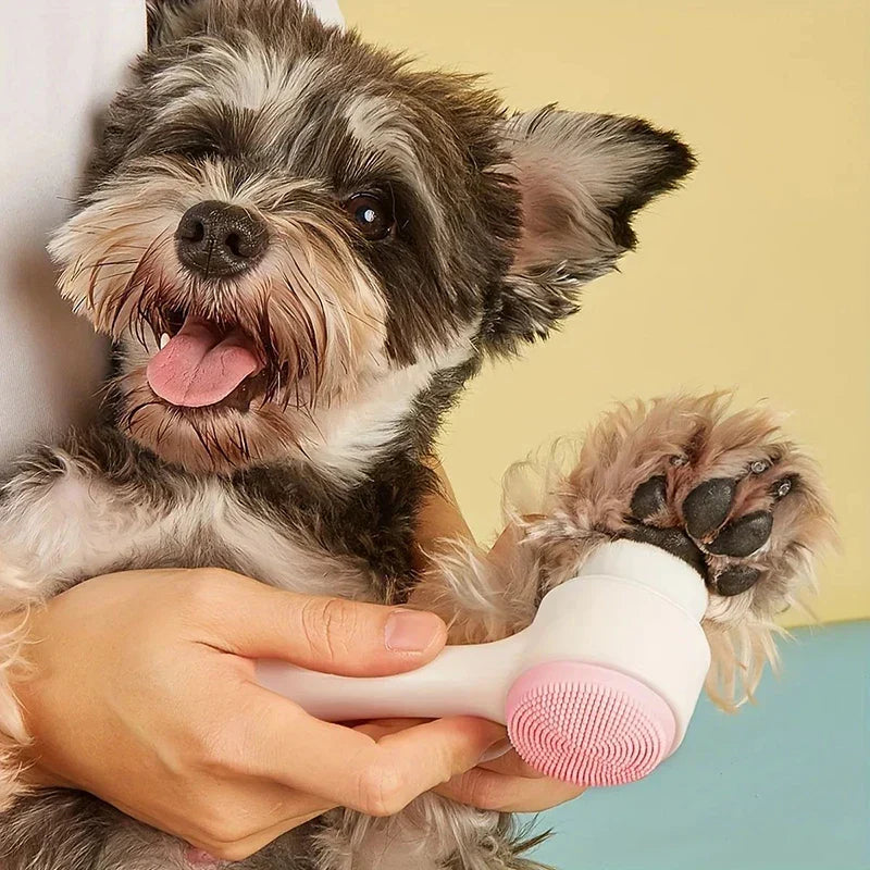 Dual-Sided Silicone Pet Paw Cleaner & Massage Brush