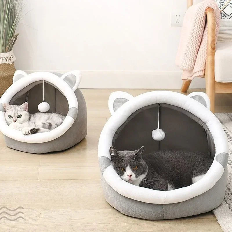 Cat Cave Bed - Cozy Semi-Enclosed Nest House