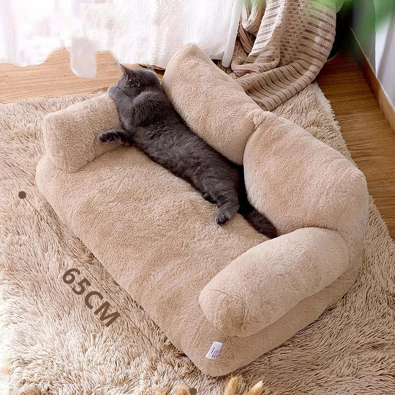 Luxury Plush Cat Bed Sofa - Warm Winter Nest for Small & Medium Pets
